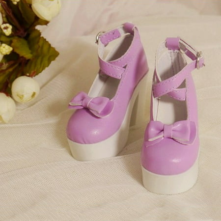 1/3 BJD Doll PU Leather Shoes Purple High Heels for Night Lolita Dollfie DOD 